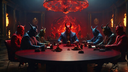 A group of devils are having a meeting