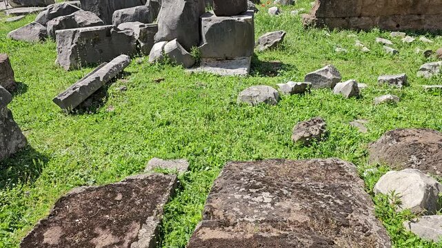 ROME, ITALY - MAY 13, 2024:Tilt-Roman Forum ruins to Tabularium ancient record office. The Tabularium was the official records office of ancient Rome and housed the offices of many city officials.