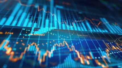Economic background featuring a stock chart, business metrics, and financial indicators, dynamic and modern look, [stock chart, business], [economic indicators]