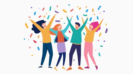 A vibrant picture of friends celebrating together at school, in casual outfits, illustrating warmth and celebration, realistic, cinematic, 8k, very detailed