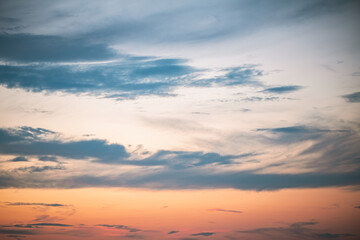Beautiful blue pink sky at sunset. Natural background