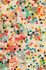 Fototapeta premium Abstract geometric vertical pattern with colorful squares and dots on light background