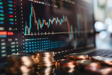Stock market growth and coins - financial success