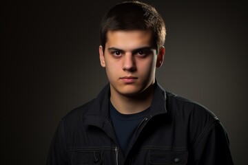 Obraz premium A young man with a black jacket