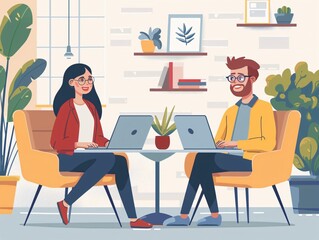 Colleagues Collaborating in a Modern Office Space