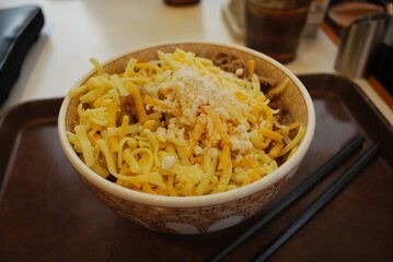 Cheese Gyudon Bowl with Chopsticks