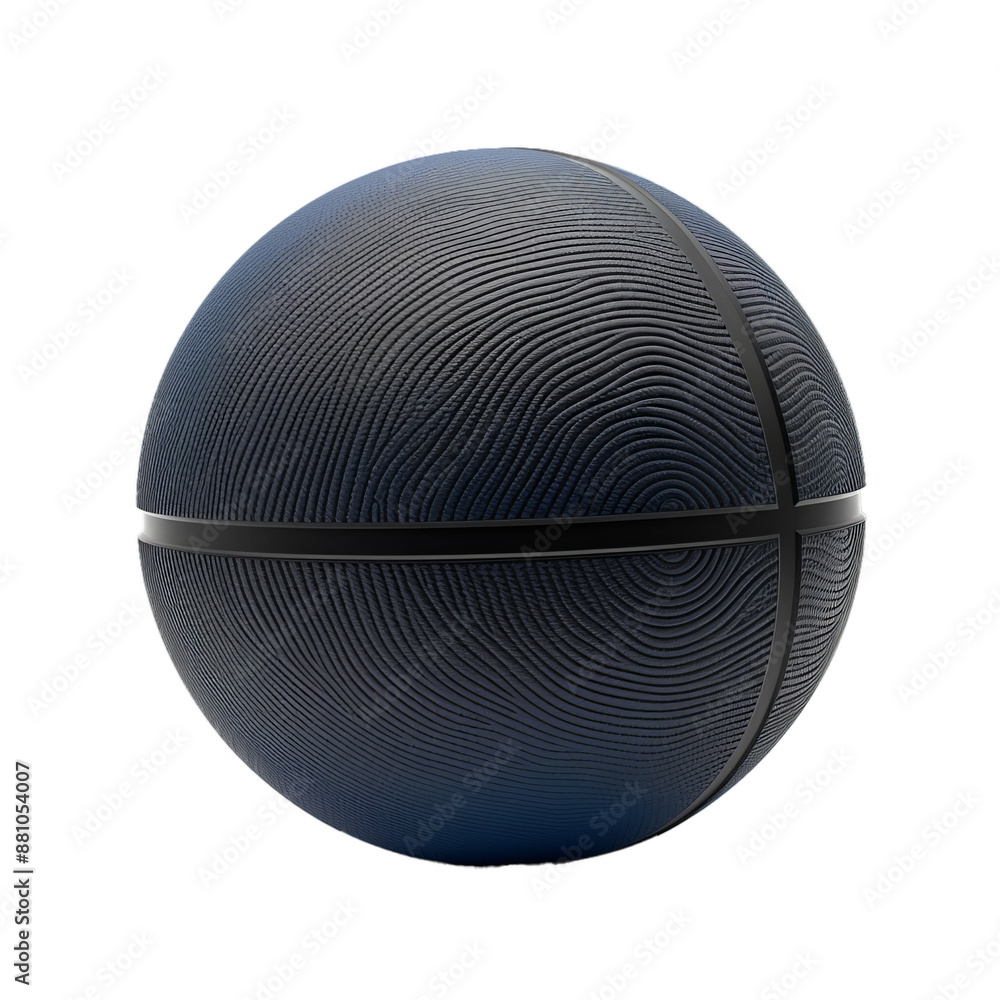 Poster 3d rendering of a dark sphere with a unique textured pattern on a transparent background