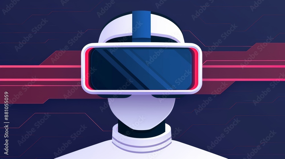 Poster detailed cyber world flat design front view virtual reality theme cartoon drawing split-complementar