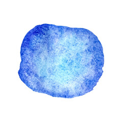Watercolor circle blue brush stroke cut out from white background