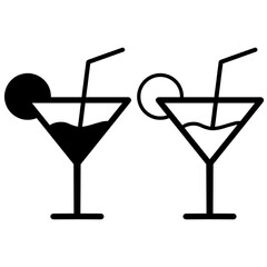 cocktail icon vector glyph style design, isolated on white 