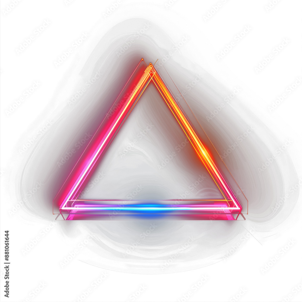Poster neon triangle frame isolated on transparent background