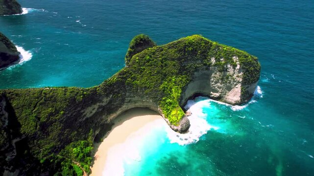 Aerial view of klingking beach in nusa penida