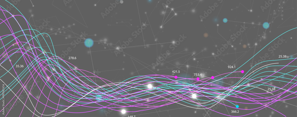 Fototapete neural network concept. connected cells with links. high technology process. abstract futuristic bac