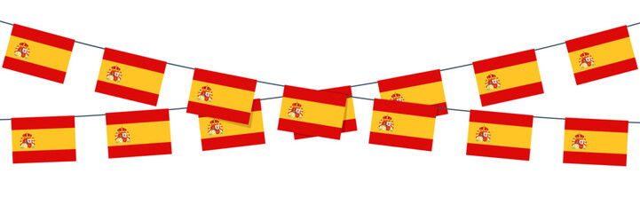Spain bunting flags on white background. Vector illustration.