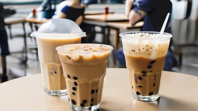  Sweet indulgence  A trio of delectable bubble tea drinks