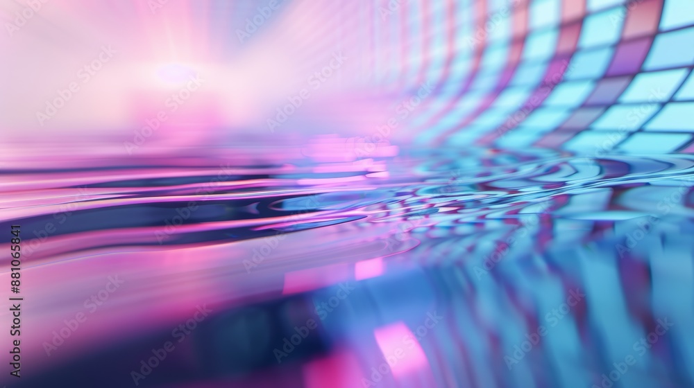 Poster high-resolution photo flat design side view futuristic cyber world theme water color complementary c