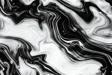 Obraz premium Abstract image with swirling black and white paint, creating a fluid and mesmerizing pattern.