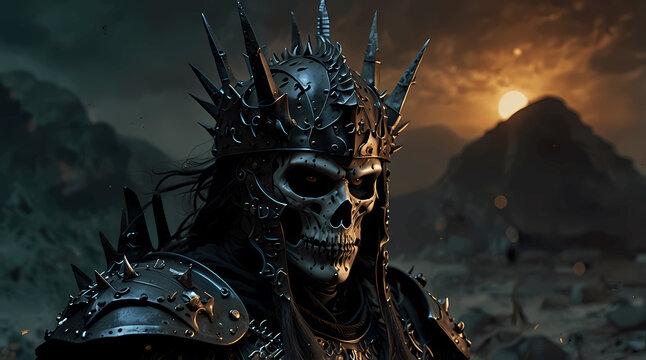 Der dunkle Krieger bei Sonnenuntergang