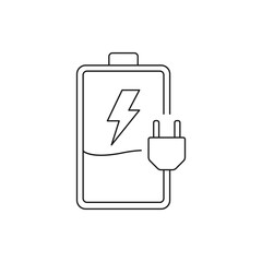 Battery charging icon line style isolated on white background. Vector illustration