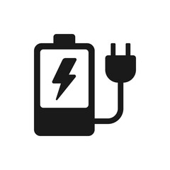 Battery charging icon flat style isolated on white background. Vector illustration