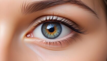 Fototapeta premium Closeup macro view of woman eye with light reflection