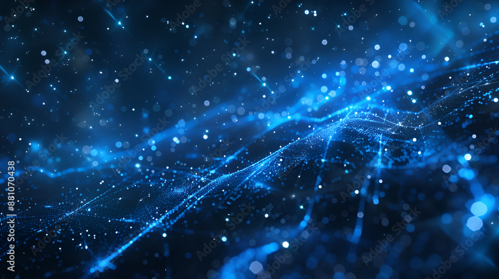 Poster dark blue and glow particle abstract background