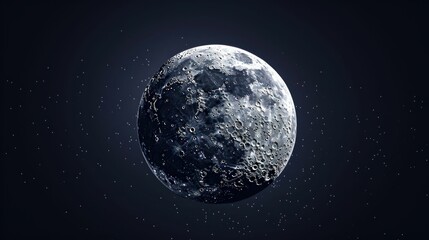 Detailed Moon Surface with Starry Sky. Generative ai