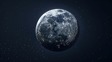 Detailed Moon Surface with Starry Sky. Generative ai