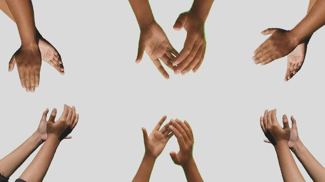 applause animation. audience hands clapping in transparent screen frame
