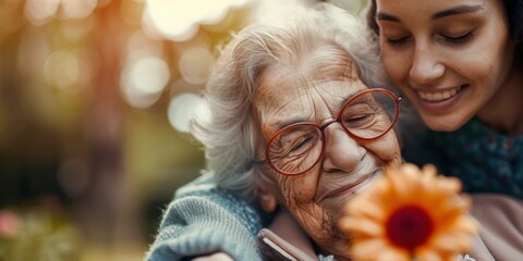 Heartwarming Moment Between Grandmother and Granddaughter. Generative ai