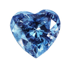 Fototapeta premium Digital illustration of a heart shaped sapphire gemstone with a transparent background