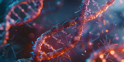 Visão microscópica de filamentos de DNA