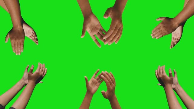 Hands clapping on green screen background. Victory and award concept	