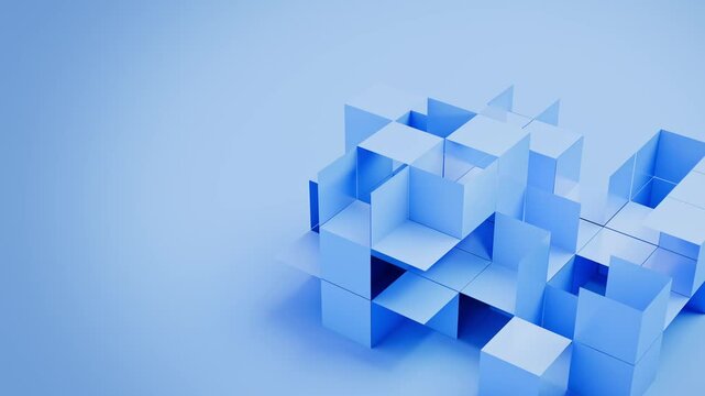 Abstract blue boxes being piled up. Abstract for architecture, infrastructure or house building activities.