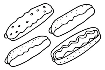 Eclairs Line Art Design Drawing Illustration Hand Artwork Concept