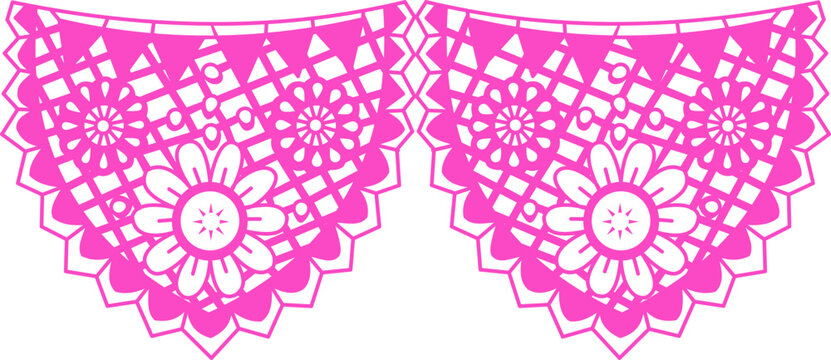 Papel picado mexicano con flores