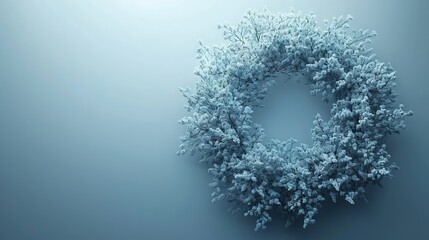   Snow wreath on blue backdrop with 'o' in center, left side