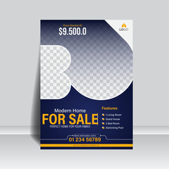 For property sale advertising creative and modern real estate flyer, poster or magazine template.