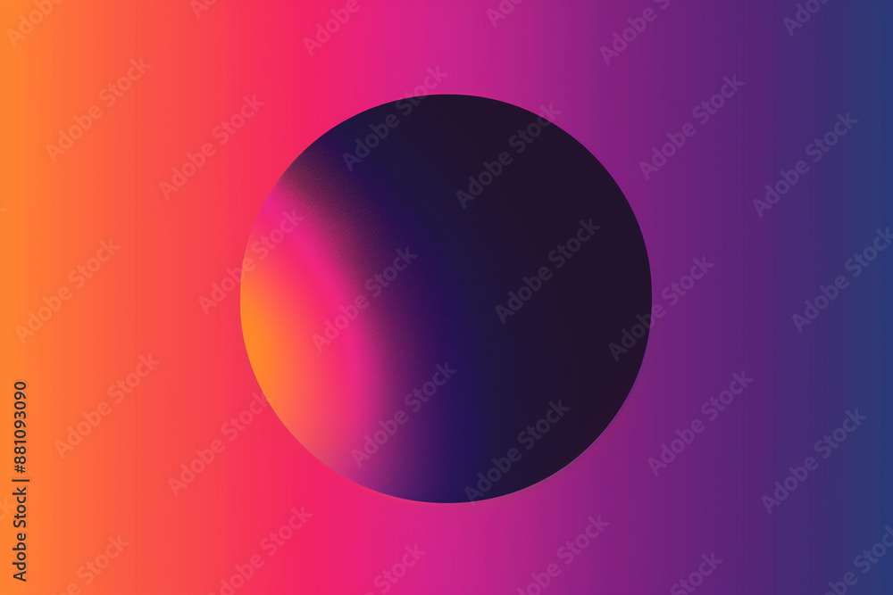 Poster abstract gradient sphere: a single, black sphere with a subtle gradient, set against a vibrant backd