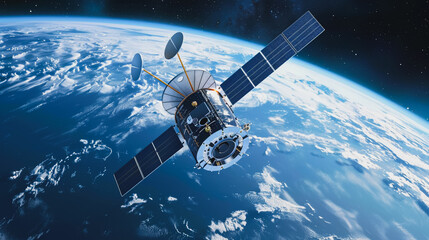 Obraz premium Satellite orbit on the earth's surface