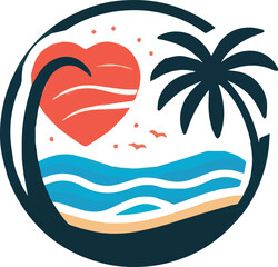 tropical island with palms, vector, illustration, design, palm, icon, tree, tropical, summer, nature, sea, art, logo, symbol, sun, water, pattern, tattoo, silhouette, cartoon, beach, island, leaf, 