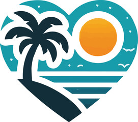 tropical island with palms, vector, illustration, design, palm, icon, tree, tropical, summer, nature, sea, art, logo, symbol, sun, water, pattern, tattoo, silhouette, cartoon, beach, island, leaf, 