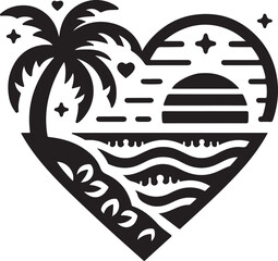 tropical island with palms, vector, illustration, design, palm, icon, tree, tropical, summer, nature, sea, art, logo, symbol, sun, water, pattern, tattoo, silhouette, cartoon, beach, island, leaf, 