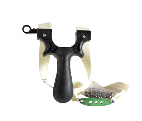 sports  game , slingshot shooting tool on white background.