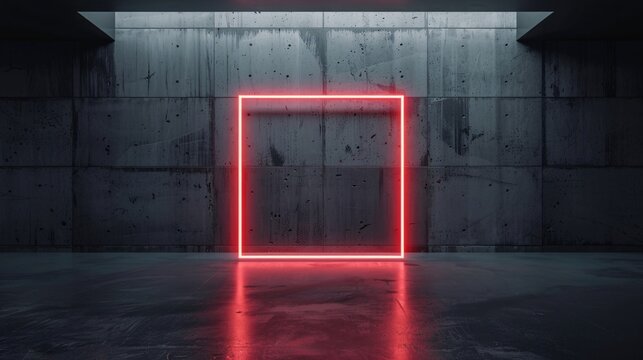 Neon Red Light in Concrete Room