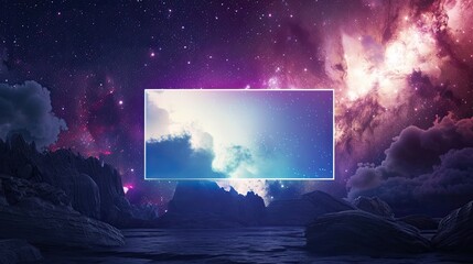 Cosmic Blank Sign with Star Clusters - Bold Astronomical Copy Space for Text or Design Inspiration