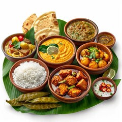 Indian south Indian food on white background " ai generated "