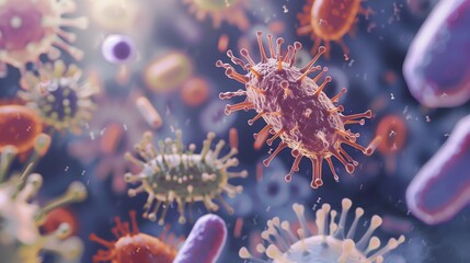 Fototapeta premium Batteries and viruses - microscope super macro view on a blur background