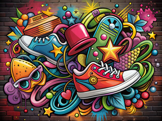 illustration of abstract colorful Happy Holi doodle background