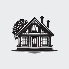 Real estate home hand drawn house silhouette logo
